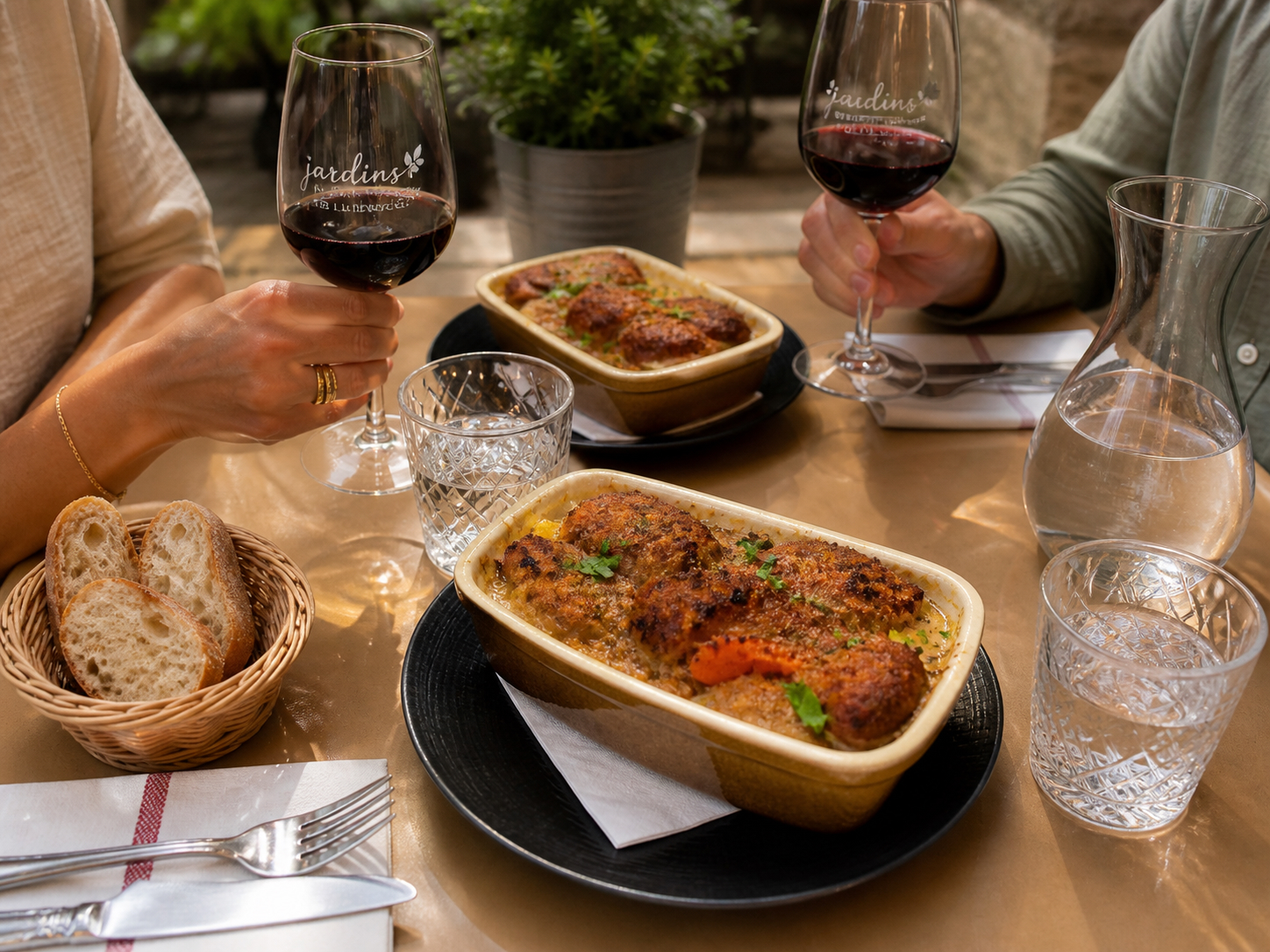 Cassoulet d'ici servi aux Jardins de l'Archevêché à Albi